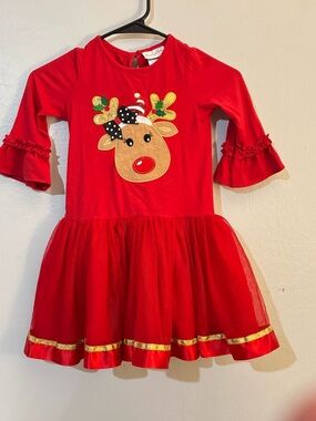 Emily Rose Red Girls Holiday Dress with Gold Accents